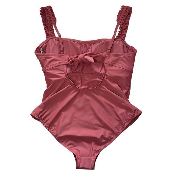 Kona Sol Square Neck Ruffle Shoulder Medium Coverage One Piece Swimsuit XL 16-18 - Picture 5 of 9